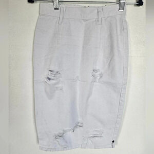 One Teaspoon White Beauty Free love‎ Distressed Denim Pencil Skirt Size 24 NWT